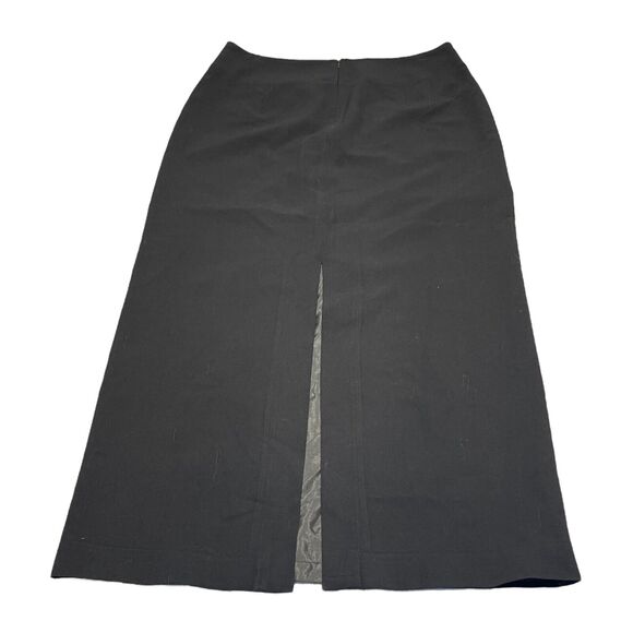 Josephine Chaus A-Line Skirt Women's 12 Black Lined Polyester Stretch Back Slit - Picture 2 of 7